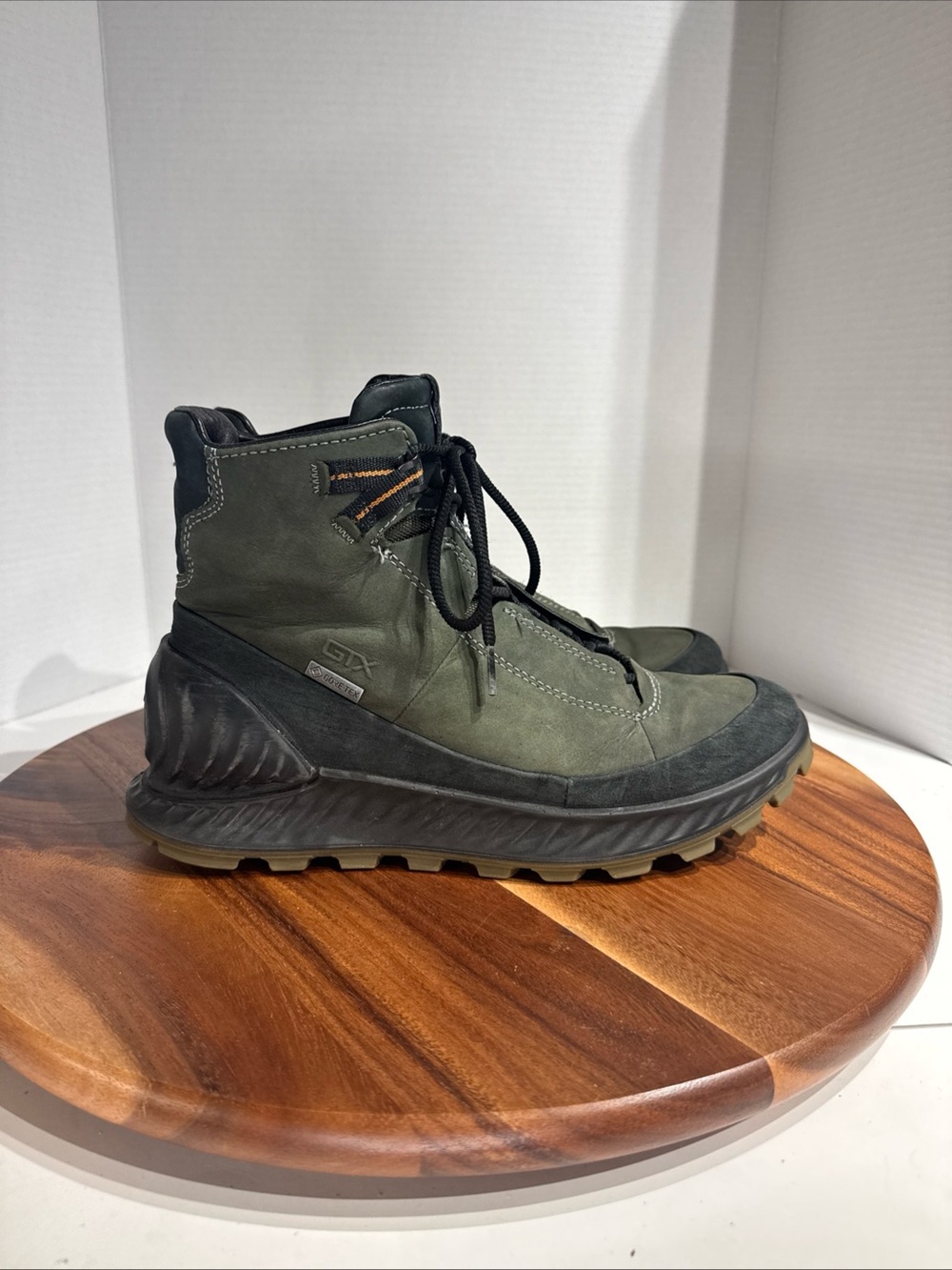 Ecco Men's Olive Green Leather High-Top Hiking Boots